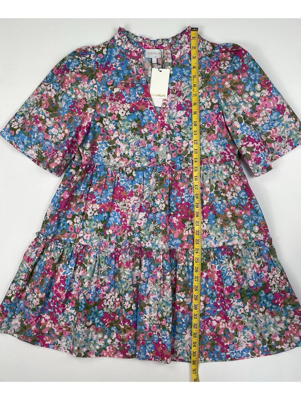 NWT Sugarlips Avery Floral Dixie Split Neck Shift Dress Tiered Babydoll Boho Med - Picture 8 of 10